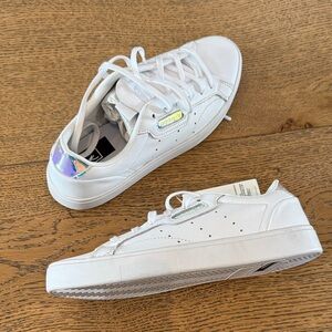 adidas White Women's Sneakers with Iridescent Heel